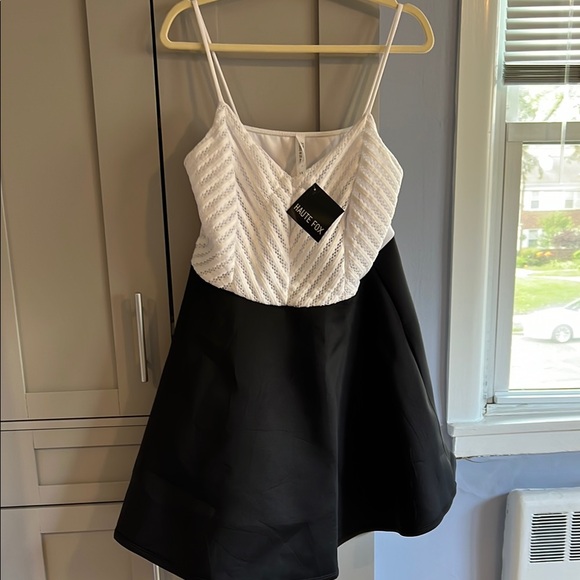 Women's Black and White Mini Dress - Picture 1 of 3